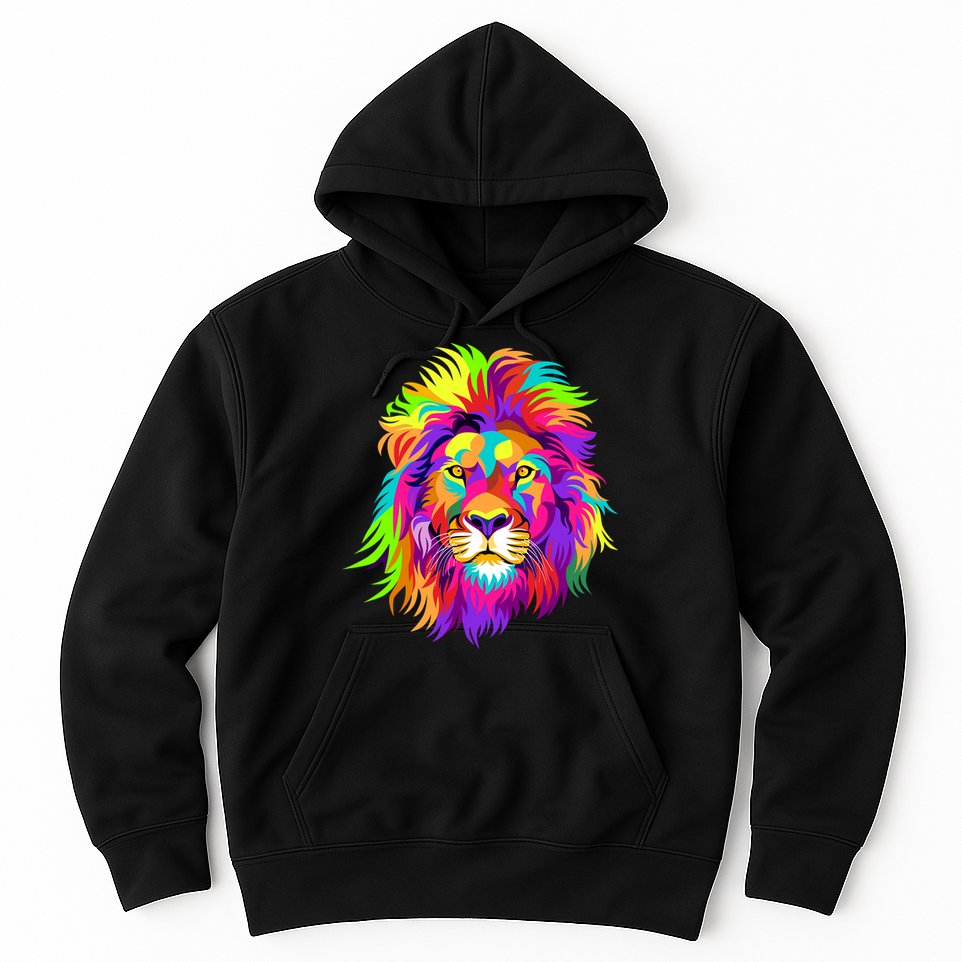 Lion Abstract Portrait Colorful Head Hoodie