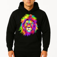 Lion Abstract Portrait Colorful Head Hoodie