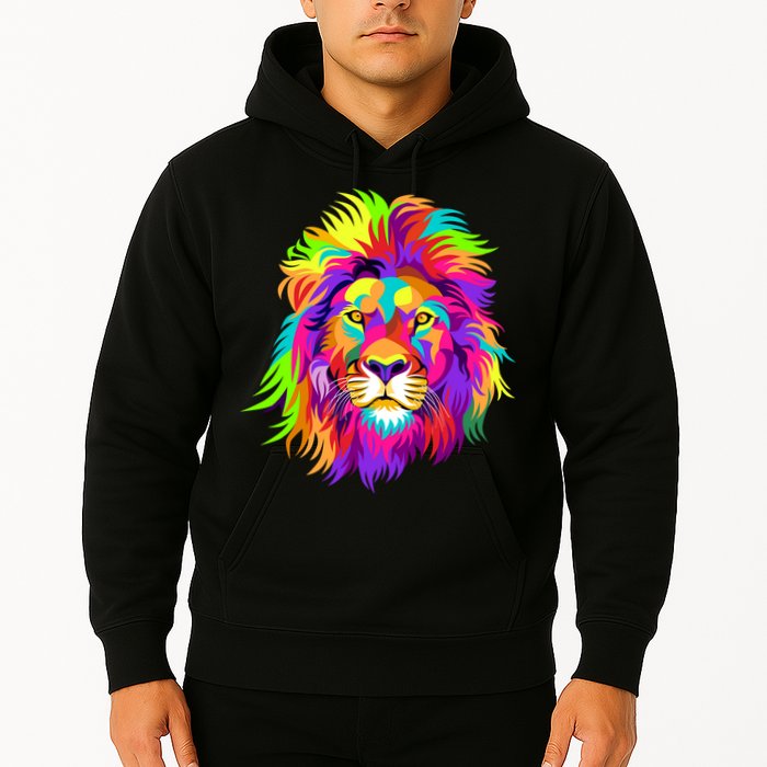 Lion Abstract Portrait Colorful Head Hoodie
