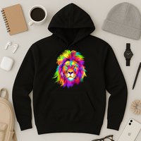 Lion Abstract Portrait Colorful Head Hoodie