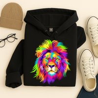Lion Abstract Portrait Colorful Head Hoodie