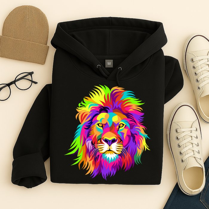Lion Abstract Portrait Colorful Head Hoodie