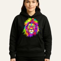 Lion Abstract Portrait Colorful Head Hoodie