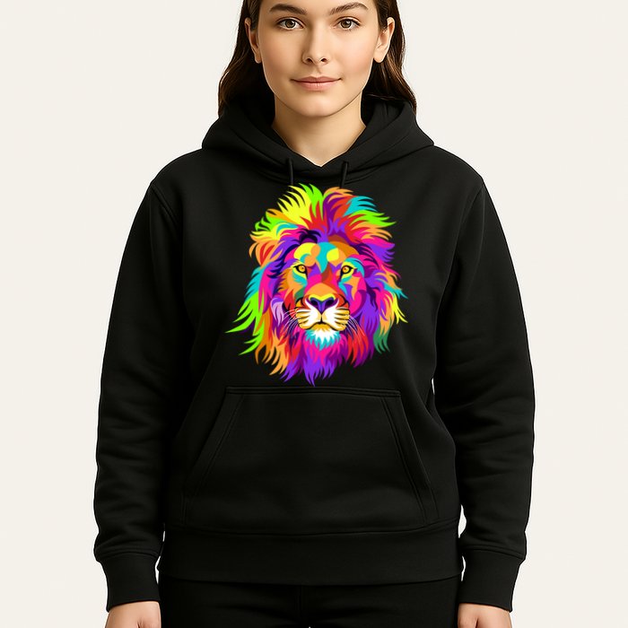 Lion Abstract Portrait Colorful Head Hoodie