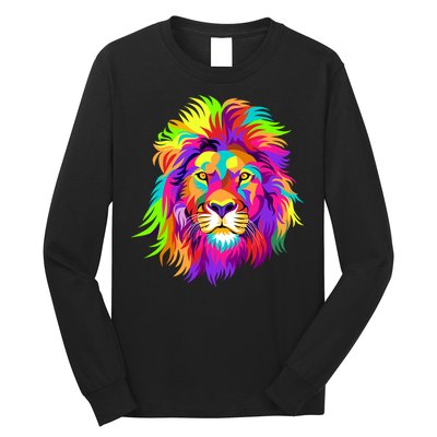 Lion Abstract Portrait Colorful Head Long Sleeve Shirt