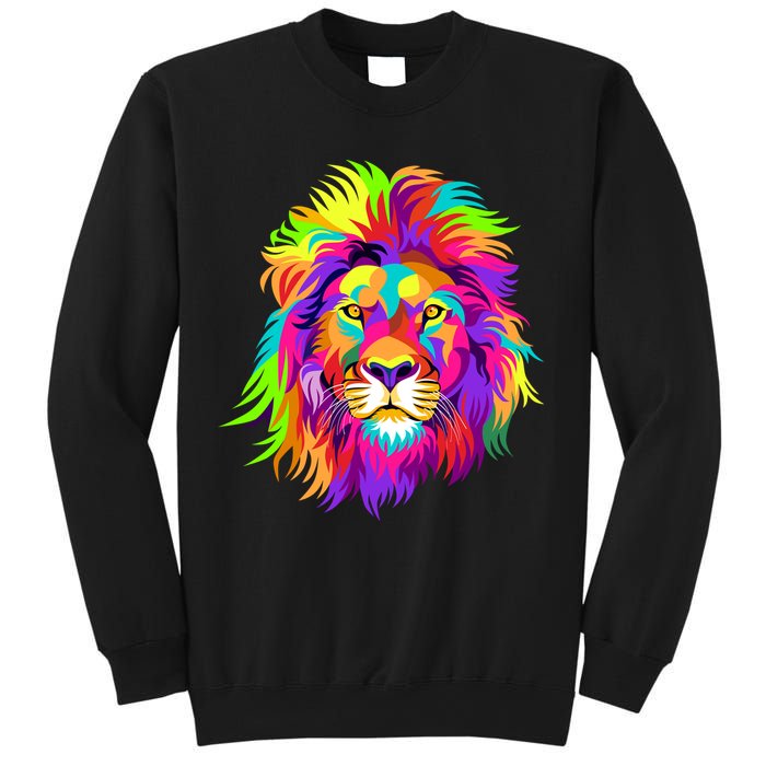 Lion Abstract Portrait Colorful Head Sweatshirt