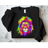 Lion Abstract Portrait Colorful Head Sweatshirt