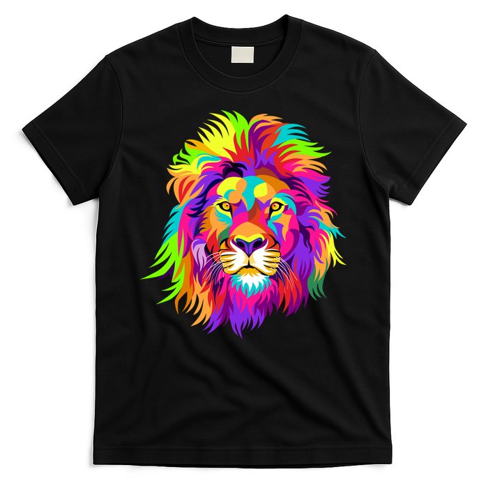 Lion Abstract Portrait Colorful Head T-Shirt