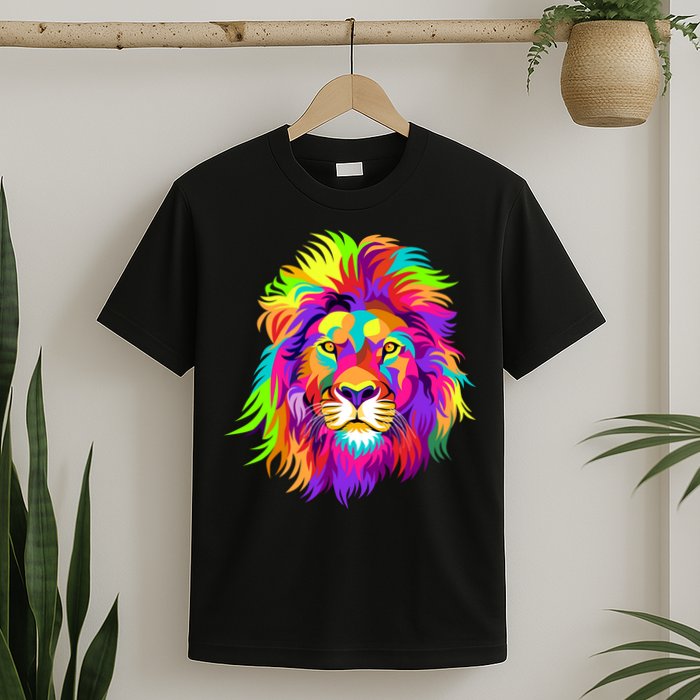 Lion Abstract Portrait Colorful Head T-Shirt