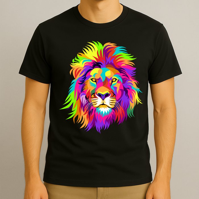 Lion Abstract Portrait Colorful Head T-Shirt