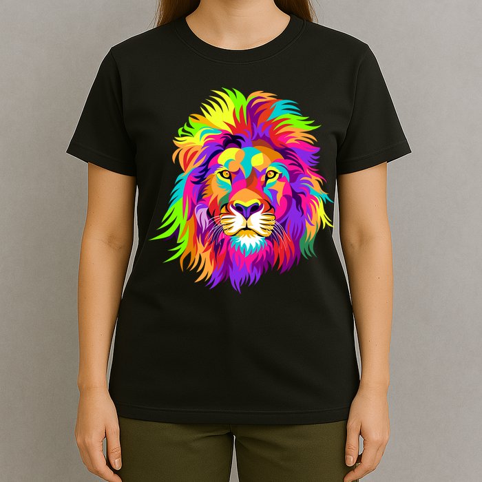 Lion Abstract Portrait Colorful Head T-Shirt