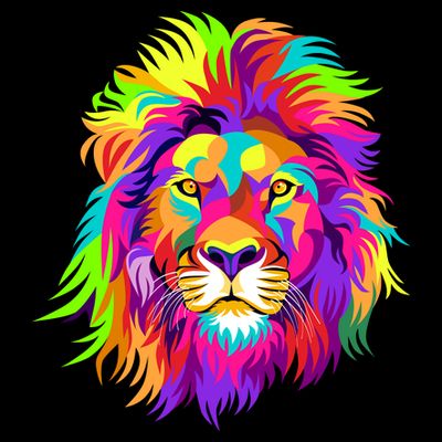 Lion Abstract Portrait Colorful Head T-Shirt