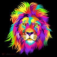 Lion Abstract Portrait Colorful Head Tall T-Shirt