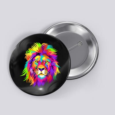 Lion Abstract Portrait Colorful Head Button
