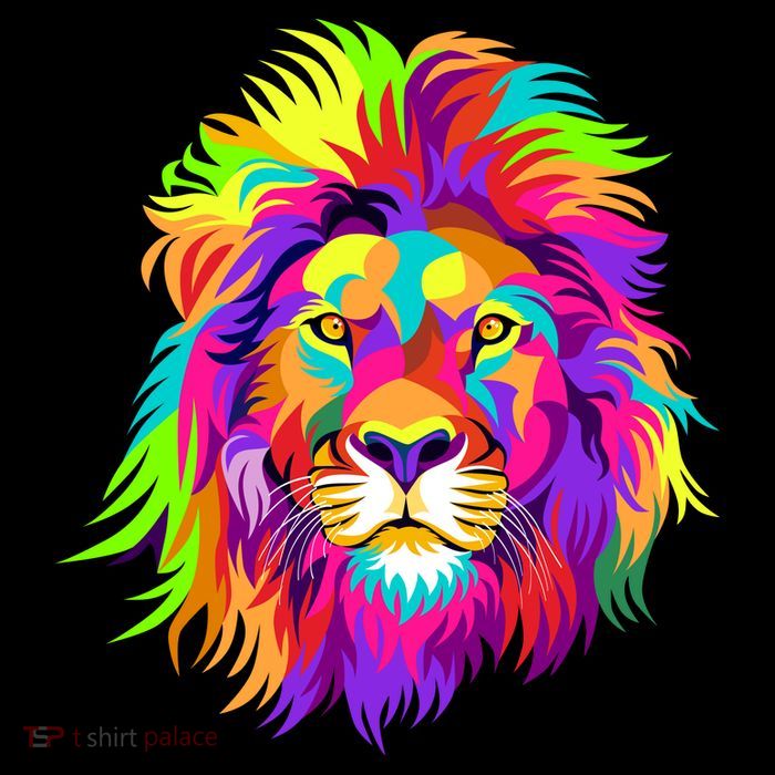 Lion Abstract Portrait Colorful Head Button