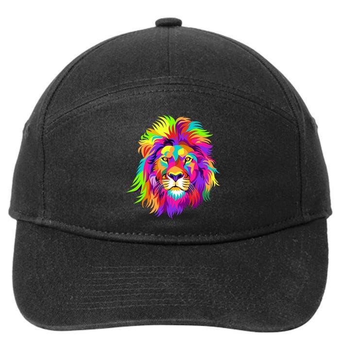 Lion Abstract Portrait Colorful Head 7-Panel Snapback Hat