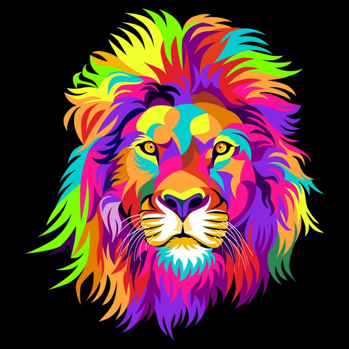 Lion Abstract Portrait Colorful Head 7-Panel Snapback Hat