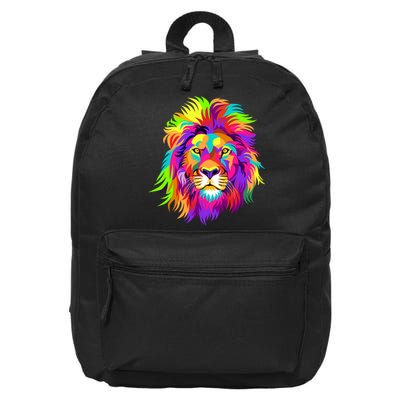 Lion Abstract Portrait Colorful Head 16 in Basic Backpack