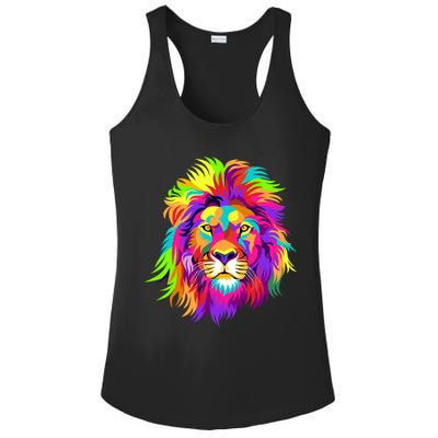 Lion Abstract Portrait Colorful Head Ladies PosiCharge Competitor Racerback Tank