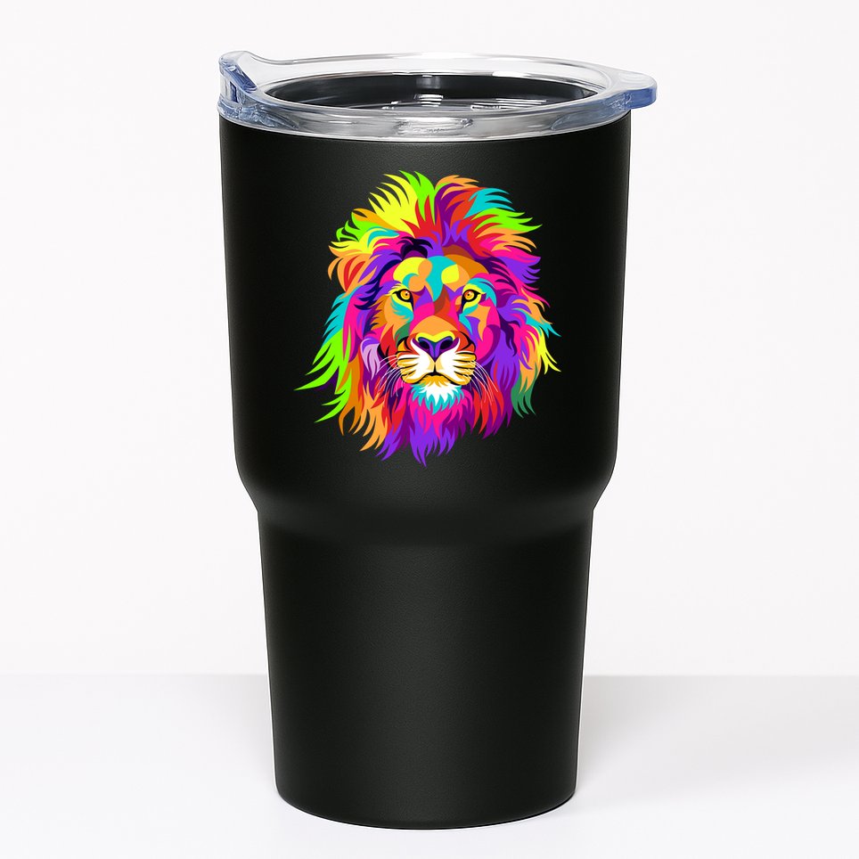 Lion Abstract Portrait Colorful Head Tumbler