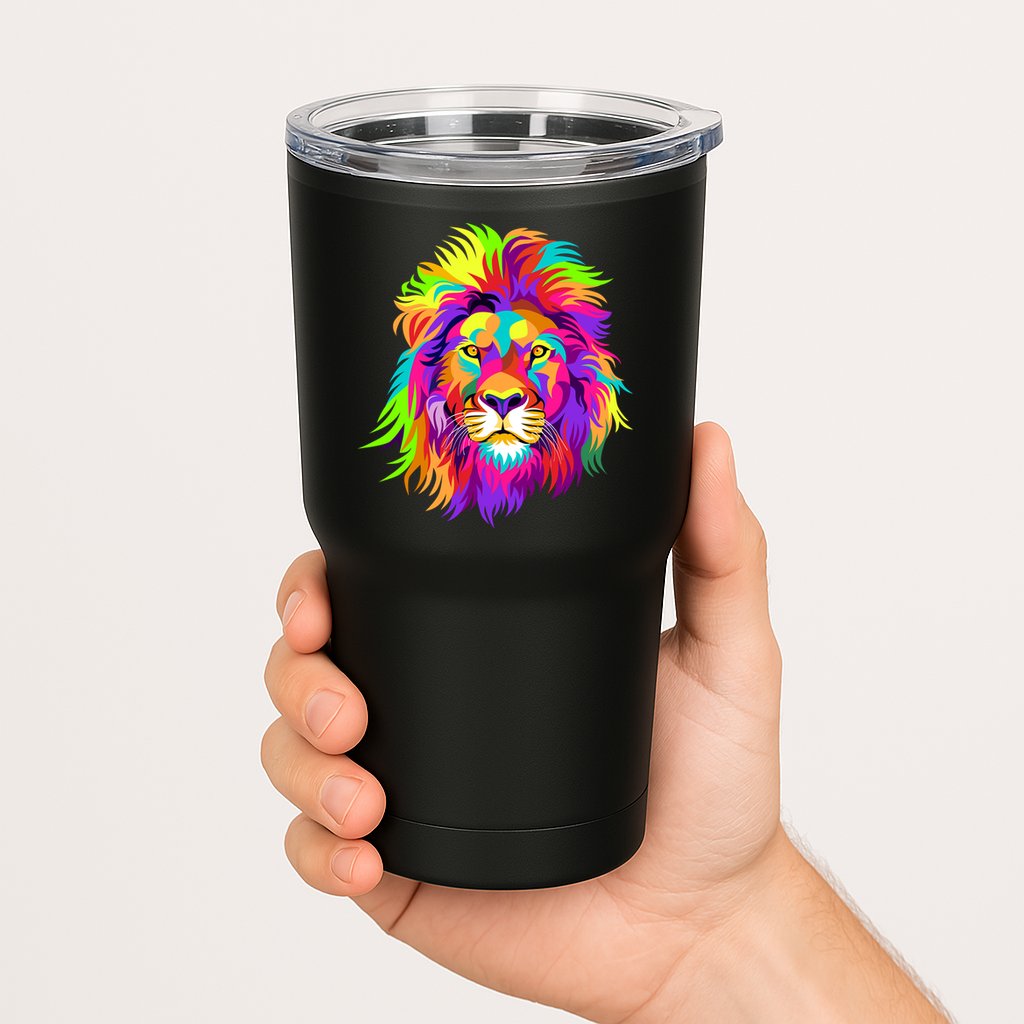 Lion Abstract Portrait Colorful Head Tumbler