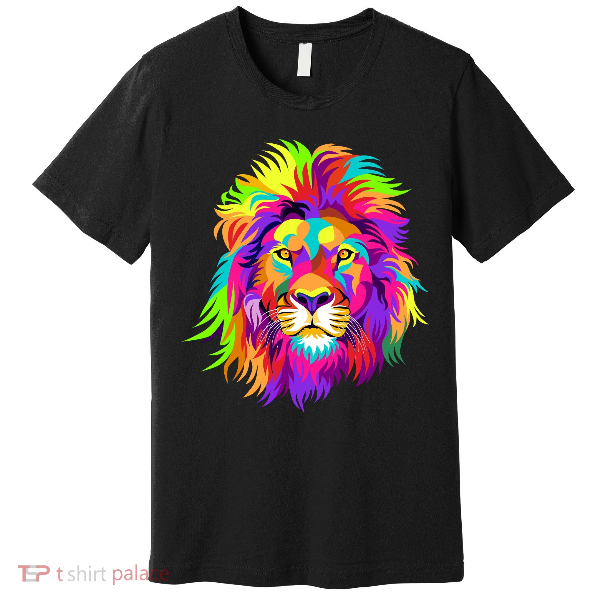 Lion Abstract Portrait Colorful Head Premium T-Shirt