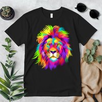 Lion Abstract Portrait Colorful Head Premium T-Shirt