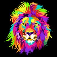 Lion Abstract Portrait Colorful Head Premium T-Shirt