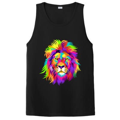 Lion Abstract Portrait Colorful Head PosiCharge Competitor Tank