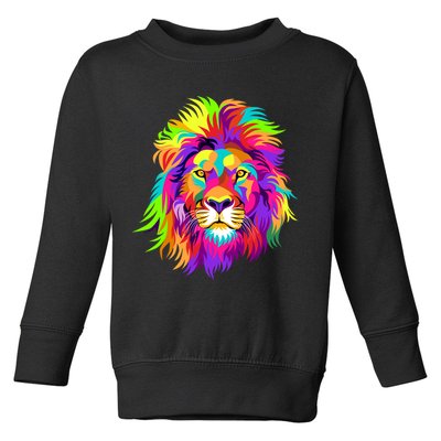 Lion Abstract Portrait Colorful Head Toddler Sweatshirt