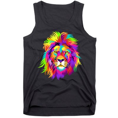 Lion Abstract Portrait Colorful Head Tank Top