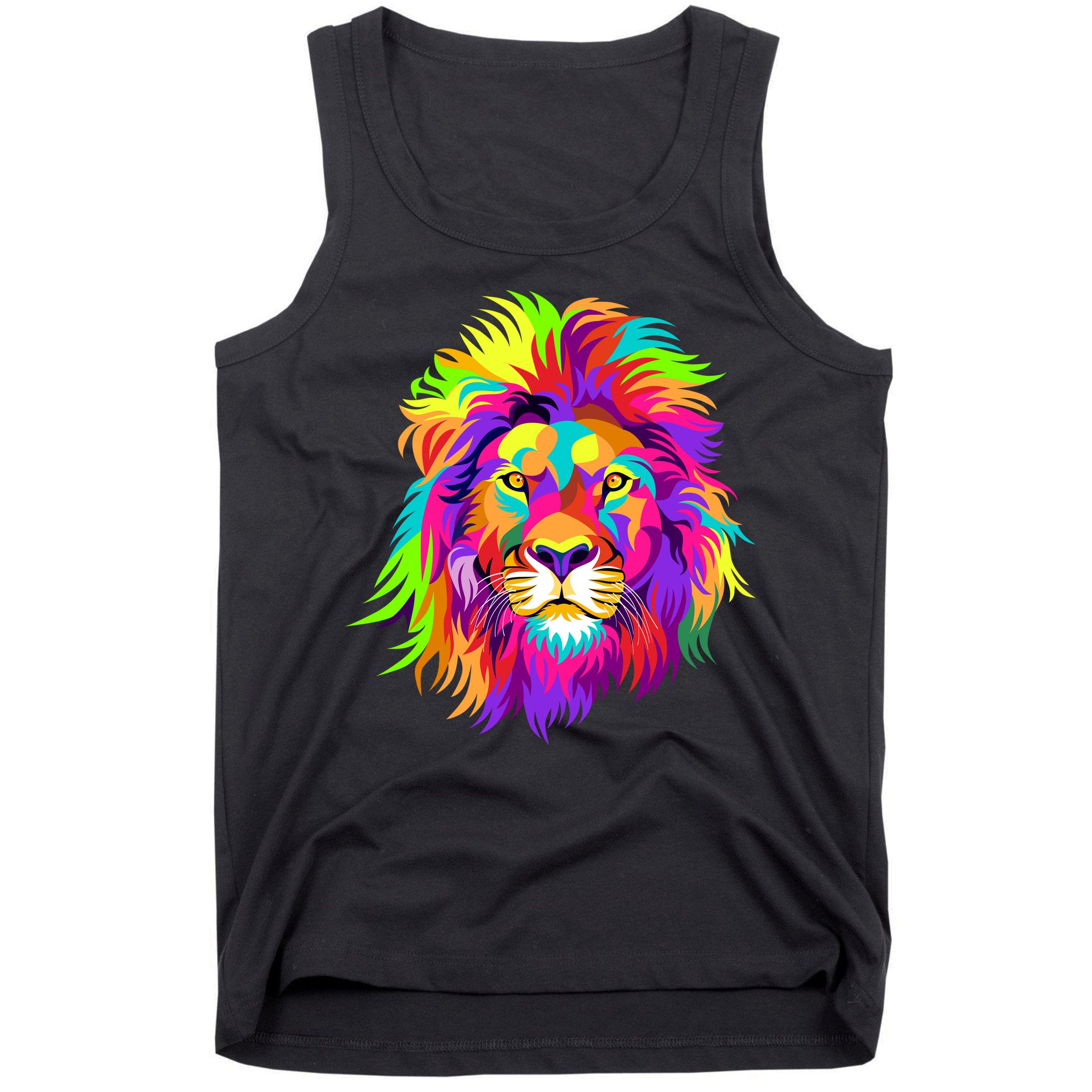Lion Abstract Portrait Colorful Head Tank Top