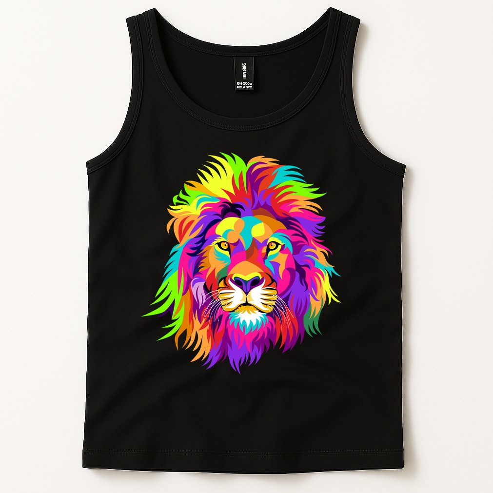 Lion Abstract Portrait Colorful Head Tank Top