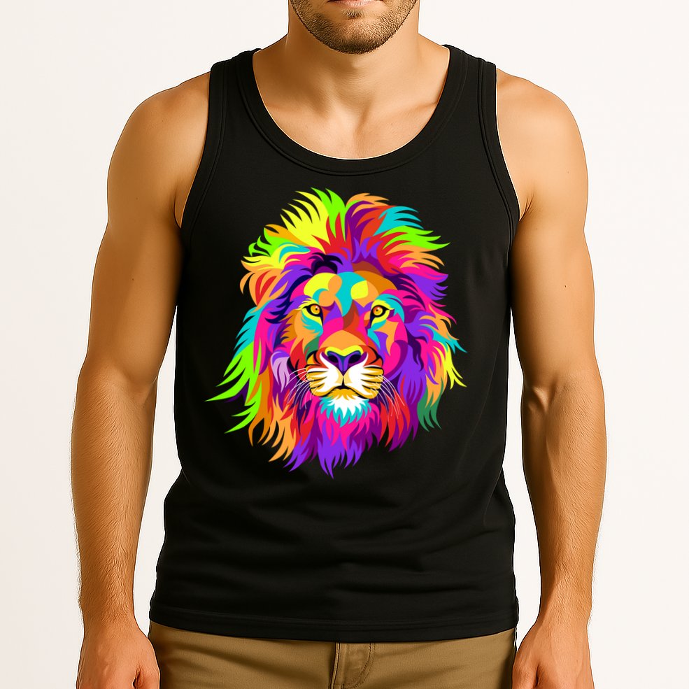 Lion Abstract Portrait Colorful Head Tank Top