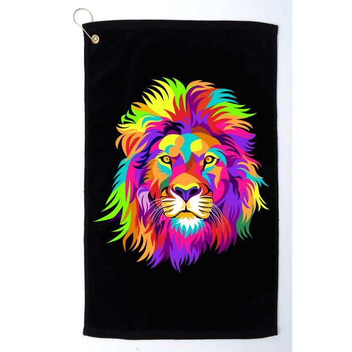 Lion Abstract Portrait Colorful Head Golf Towel