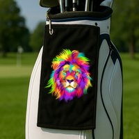 Lion Abstract Portrait Colorful Head Golf Towel