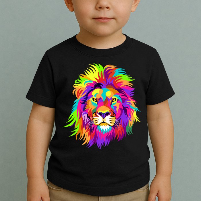 Lion Abstract Portrait Colorful Head Toddler T-Shirt