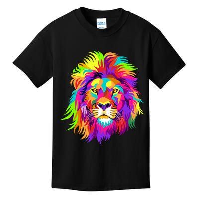 Lion Abstract Portrait Colorful Head Kids T-Shirt