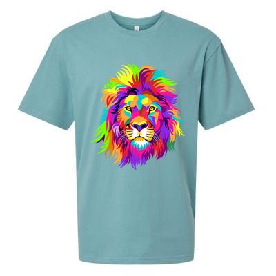 Lion Abstract Portrait Colorful Head Sueded Cloud Jersey T-Shirt