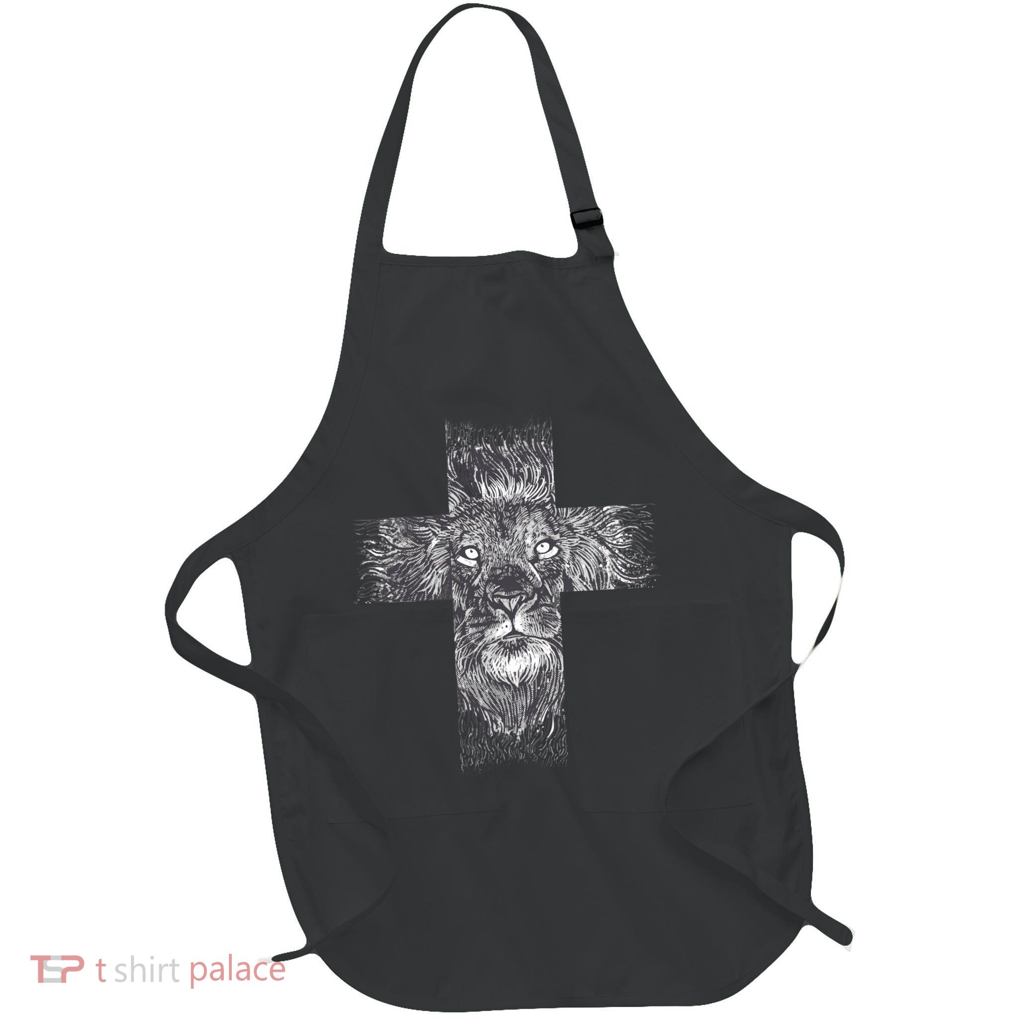 Lion Cross Full-Length Apron With Pockets