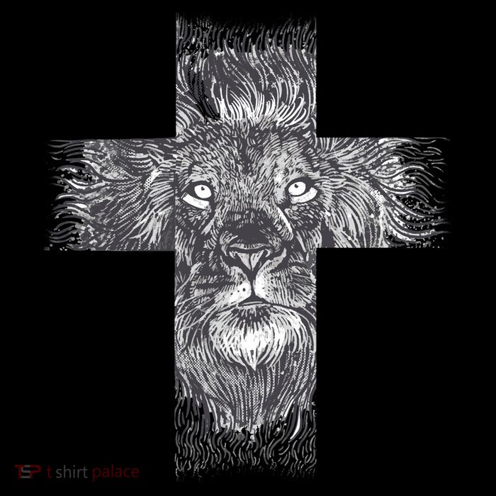 Lion Cross Drawstring Bag