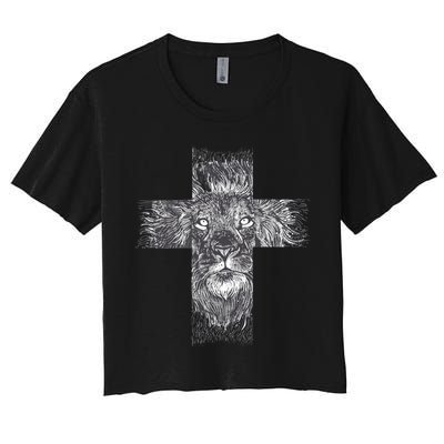 Lion Cross Women's Crop Top Tee