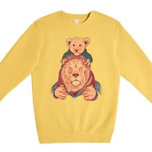 Lion Father And Son Premium Crewneck Sweatshirt