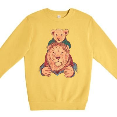 Lion Father And Son Premium Crewneck Sweatshirt