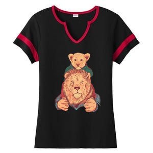 Lion Father And Son Ladies Halftime Notch Neck Tee