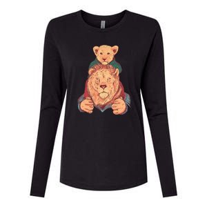 Lion Father And Son Womens Cotton Relaxed Long Sleeve T-Shirt