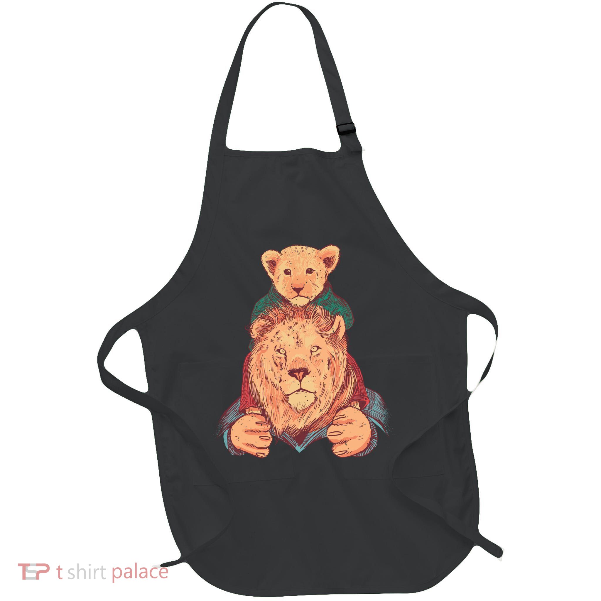 Lion Father And Son Full-Length Apron With Pockets