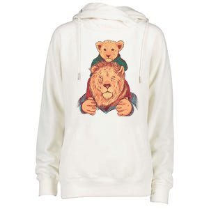 Lion Father And Son Womens Funnel Neck Pullover Hood