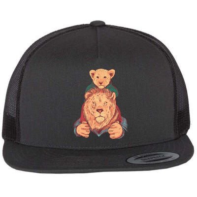 Lion Father And Son Flat Bill Trucker Hat