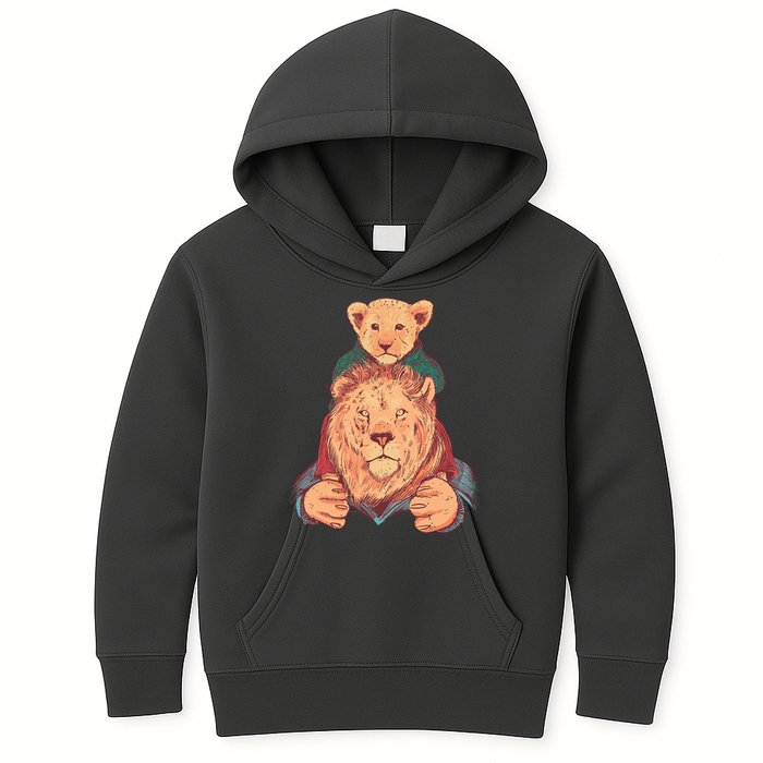 Lion Father And Son Kids Hoodie